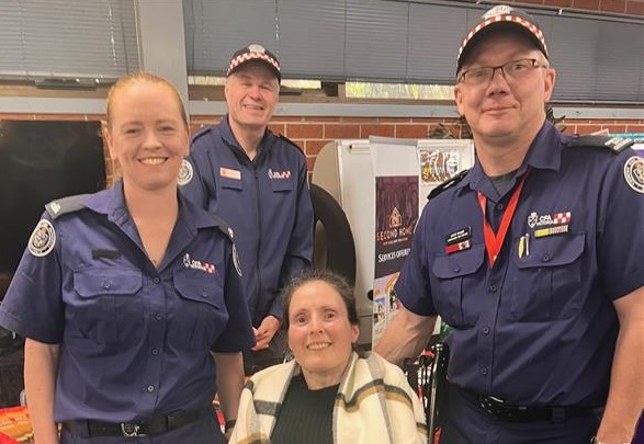 CFA Langwarrin brigade members Jason and Donna with Tim Marchinton from CFA