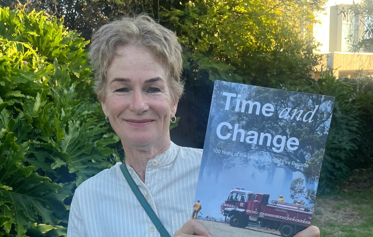 Deborah Warr with the history of  Langley Barfold Fire Brigade
