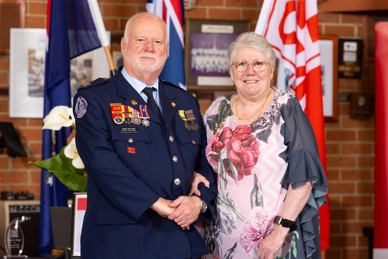 Deputy Group Officer Peter Roylance received the CFA Outstanding Service Medal (pictured with his wife Jenny)