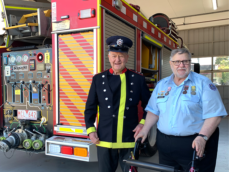 George and Russell received a VIP tour of Cranbourne Fire Station. Image: Lifeview