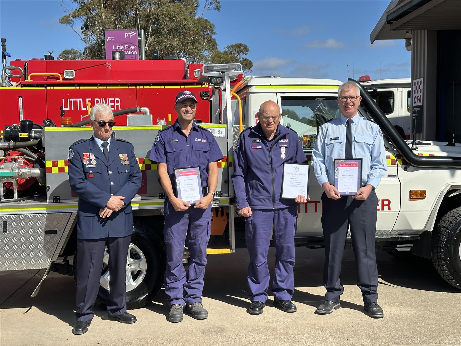 Cpt Greg Archer (30 years), Warren Rapson (5 years), Ray Sanderson, (55 years), Neil Selkirk (5 years)