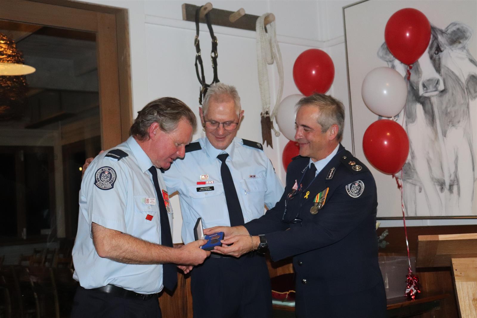 Paul Wallace, John Goodall and DCO Alen Slijepcevic AFSM