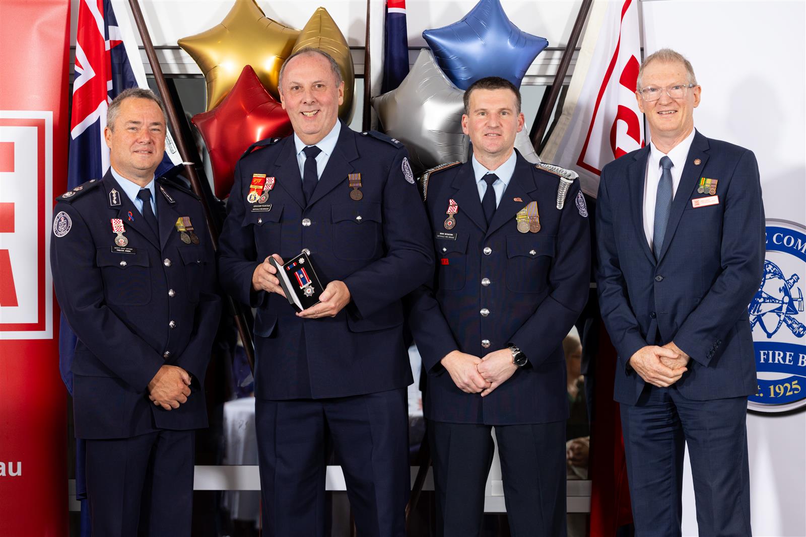 Graham Fountain with CEO Greg Leach, DCO Trevor Owen and Edithvale Captain Sean McGuckin