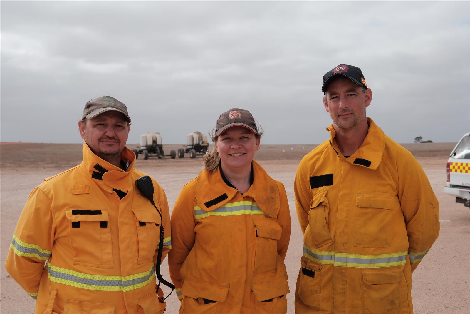 From left to right: CSIRO Researcher Richard Hurley, CFA Senior Research Officer, Rachel Bessell, and SACFS Australian Fire Danger Rating System (AFDRS) Manager, Simeon Telfer.