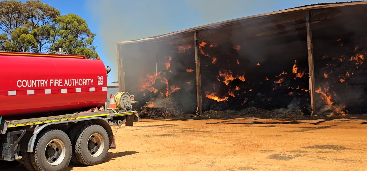 CFA crews at a haystack fire in Coonooer West