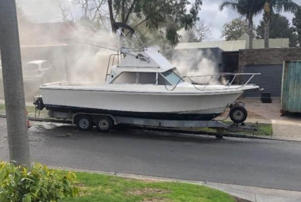 Charging battery causes boat fire in Langwarrin