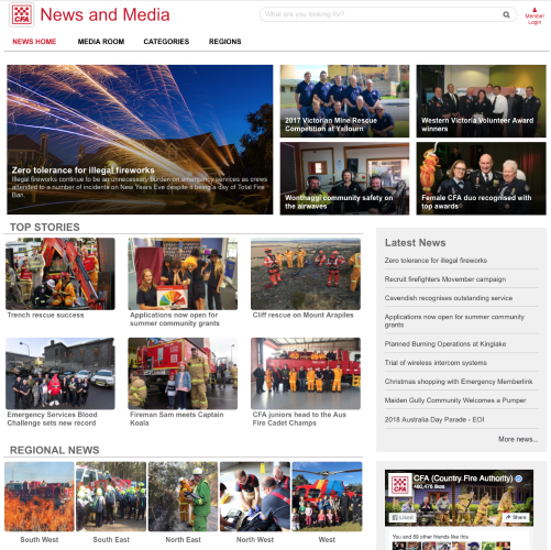 Home page of new News & Media site