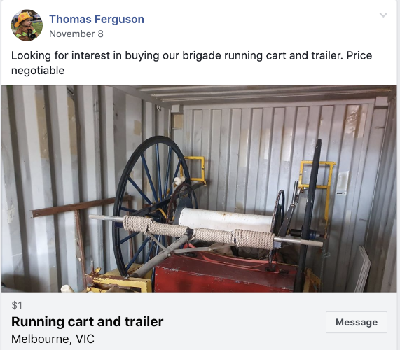 Running cart ad on CFA Brigade Trader